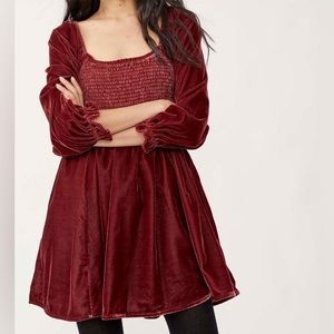 NWT Free People Daphne Velvet Mini Dress